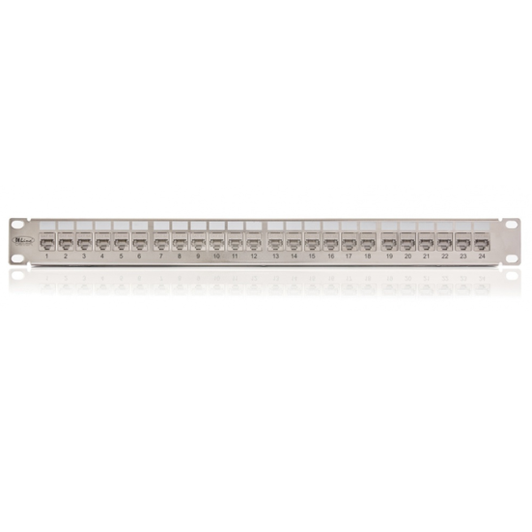 KE-Line Cat6A Moduláris árnyékolt Patch panel 24xRJ45/s, ezüst