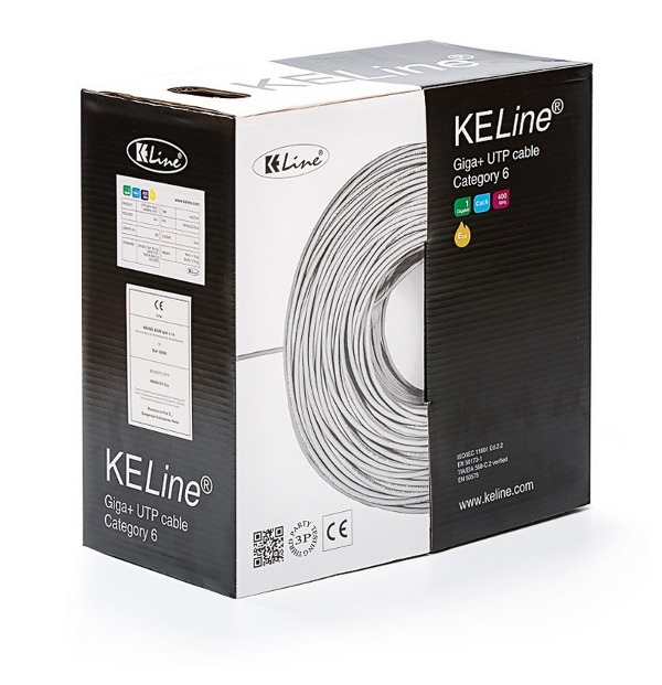 KE-Line Cat6 (U/UTP) 305m PVC árnyékolatlan fali kábel