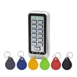 KIT-CON-M6.MF/13,56kHz MIFARE/vandálbiztos/nyomógombos/6db CON-TAG.MF-el/IP65/Kültéri/fém/RFID/2 relés olvasó és kódzár