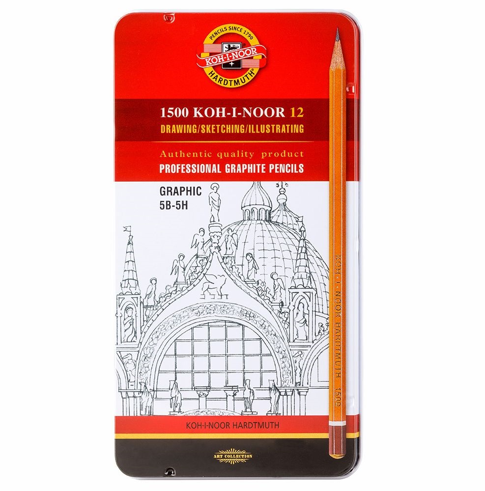 KOH-I-NOOR 1502/3  fémdobozos grafitceruza Graphic szett