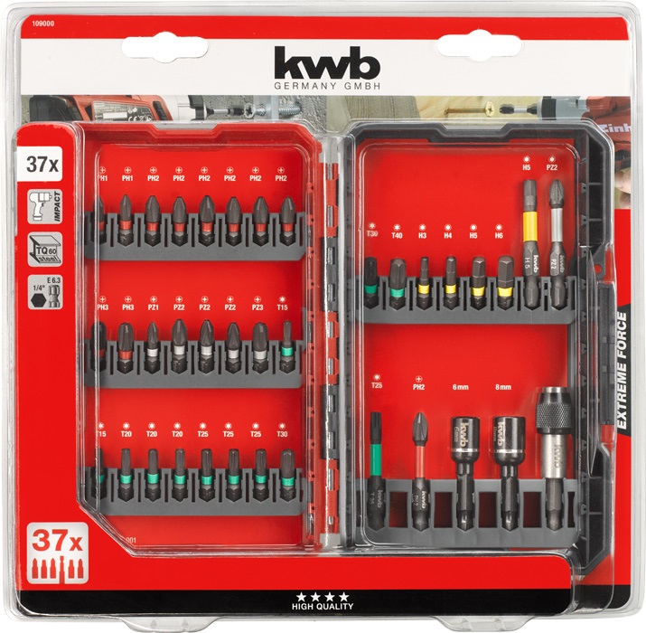 KWB 49109000 PROFI IMPACT torziós 37 db-os bit készlet