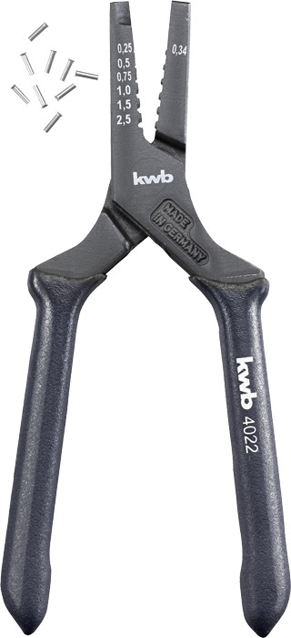 KWB 49402200 PROFI érvéghüvellyel 30x0,5, 0,75, 1,0, 1,5, 2,5 mm érvéghüvely krimpelő fogó