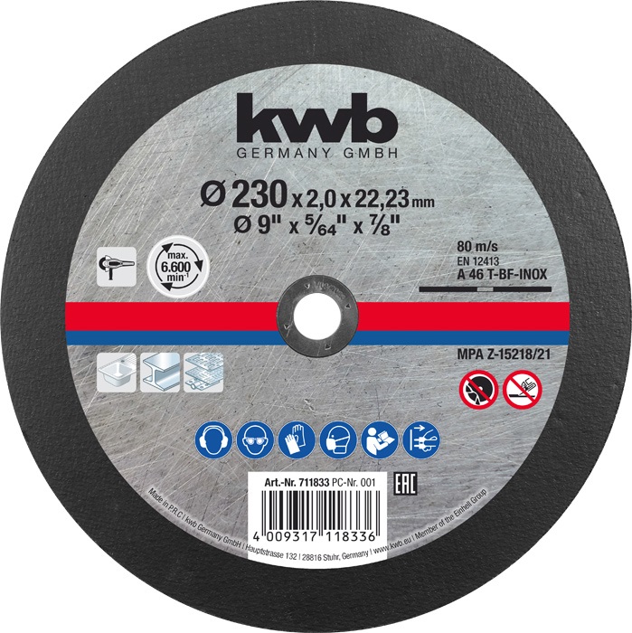 KWB 49711833 EXTRA INOX 230x22,23x1,9 mm vágótárcsa
