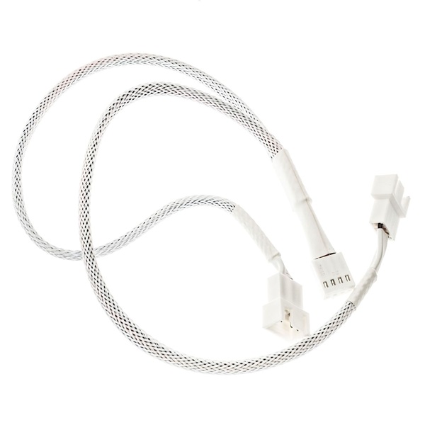 Kábel 2-es PWM elosztó, 35cm, harisnyázott, Fehér