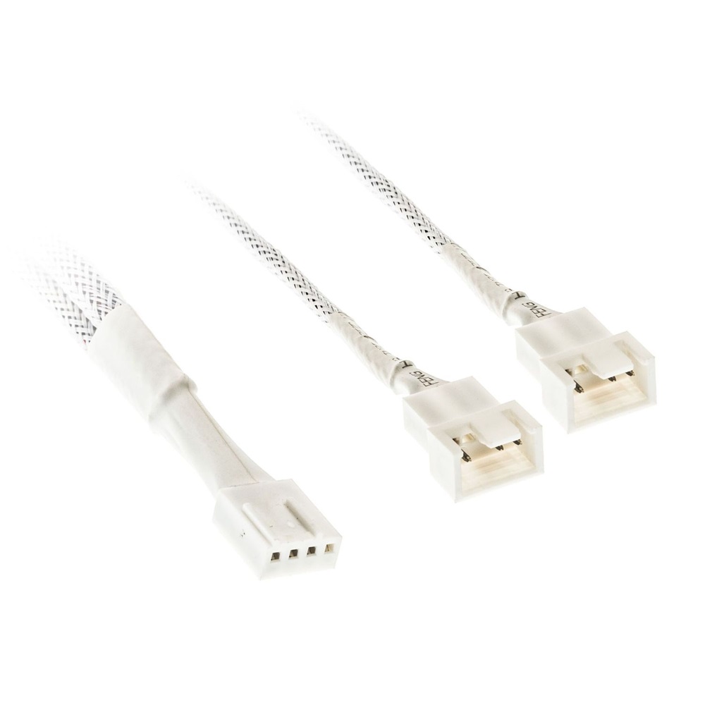 Kábel 2-es PWM elosztó, 35cm, harisnyázott, Fehér