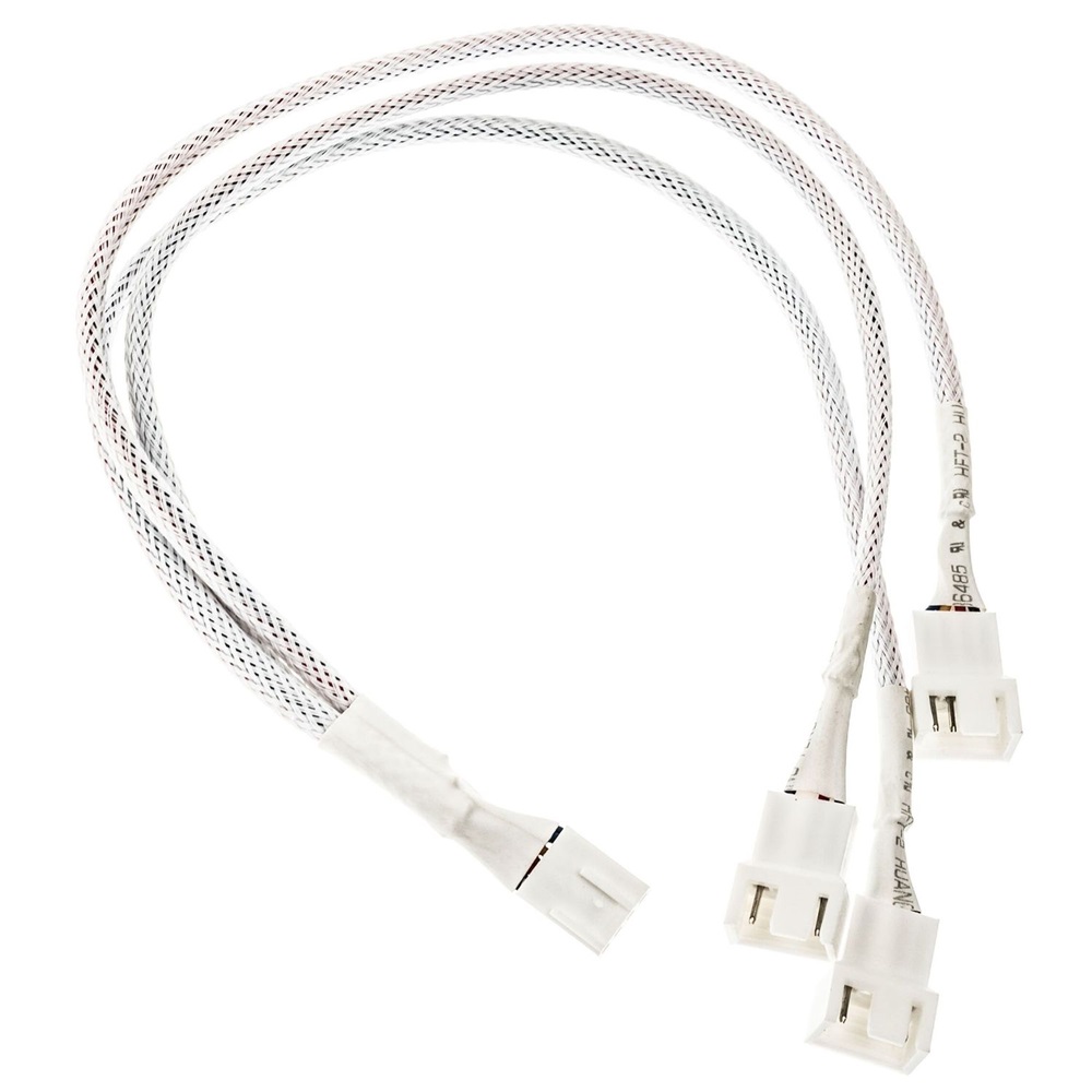 Kábel 3-es PWM elosztó, 35cm, harisnyázott, Fehér