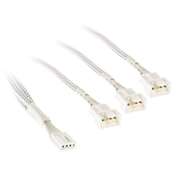 Kábel 3-es PWM elosztó, 35cm, harisnyázott, Fehér