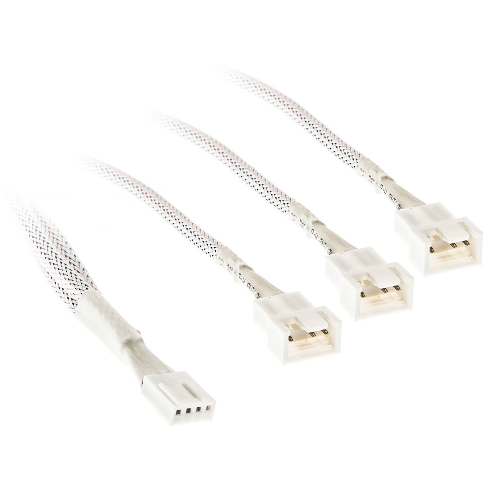 Kábel 3-es PWM elosztó, 35cm, harisnyázott, Fehér
