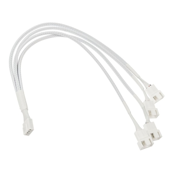 Kábel 4-es PWM elosztó, 35cm, harisnyázott, Fehér