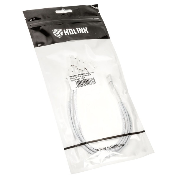 Kábel 4-es PWM elosztó, 35cm, harisnyázott, Fehér