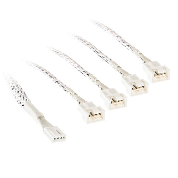Kábel 4-es PWM elosztó, 35cm, harisnyázott, Fehér