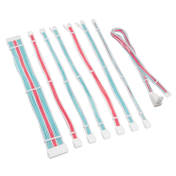 Kábel Kolink Core Pro fonott kábelhosszabbító kit 12V-2x6 Type 1 - Brilliant White/Neon Blue/Pure