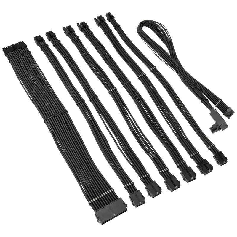 Kábel Kolink Core Pro fonott kábelhosszabbító kit 12V-2x6 Type 2 - Jet Black