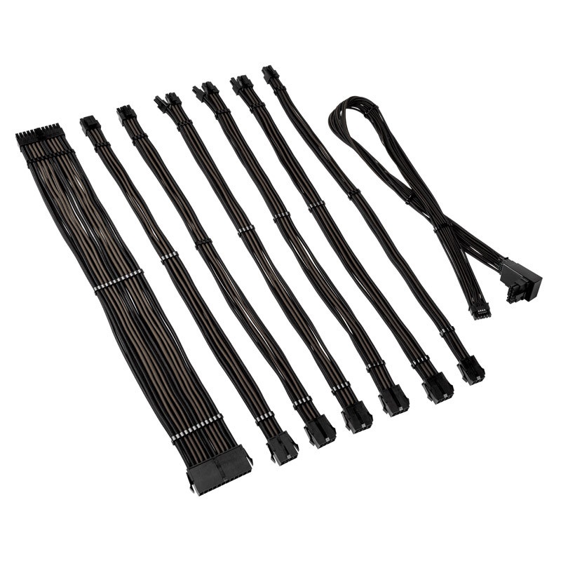 Kábel Kolink Core Pro fonott kábelhosszabbító kit 12V-2x6 Type 2 - Jet Black/Gunmetal Grey