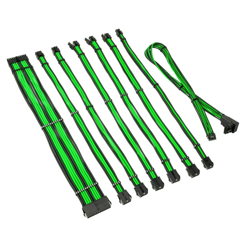 Kábel Kolink Core Pro fonott kábelhosszabbító kit 12V-2x6 Type 2 -  Venom Green