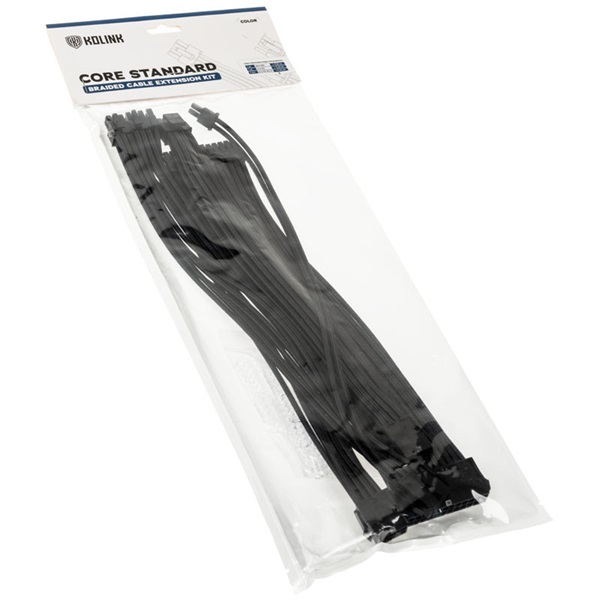 Kábel Modding Kolink Core Standard fonott hosszabbító kit - Jet Black