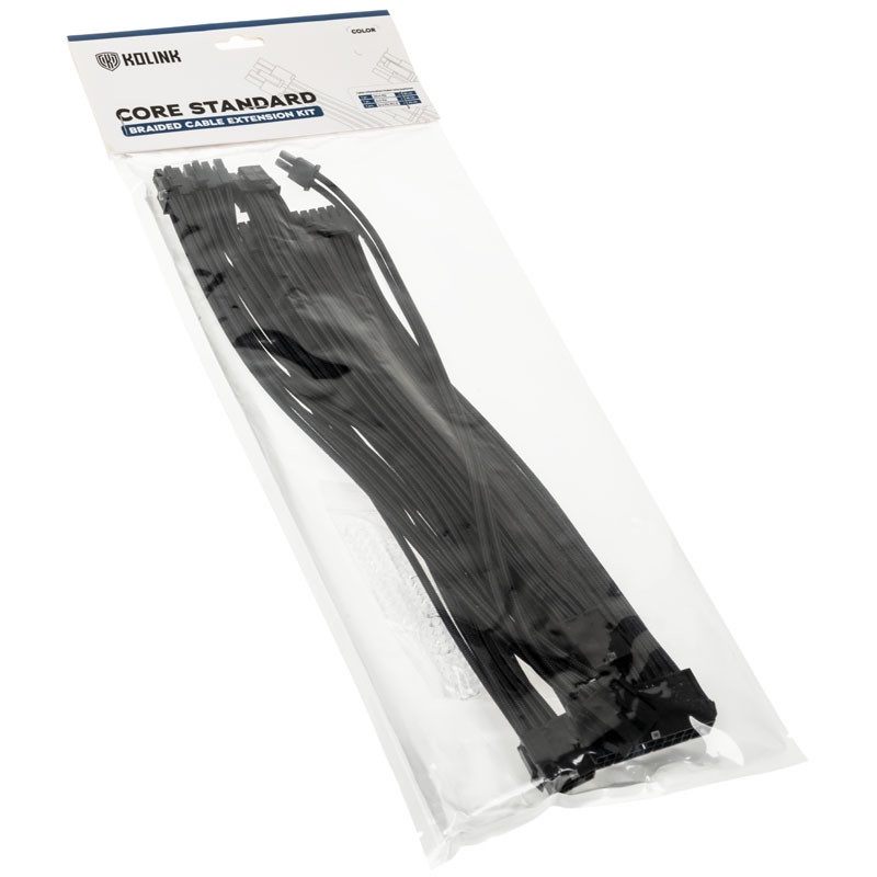 Kábel Modding Kolink Core Standard fonott hosszabbító kit - Jet Black