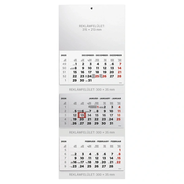 Kalendart 2026 T070 3 tömb fej nélkül speditőr naptár