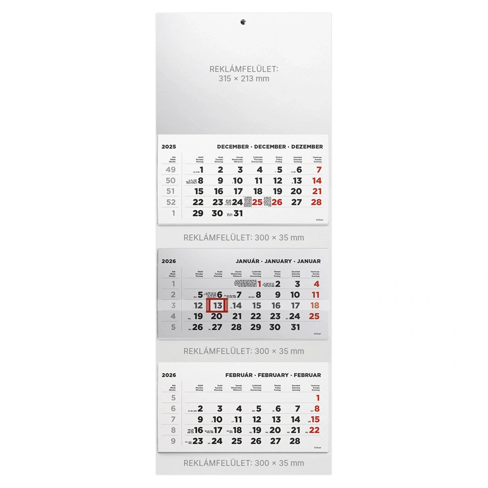 Kalendart 2026 T070 3 tömb fej nélkül speditőr naptár