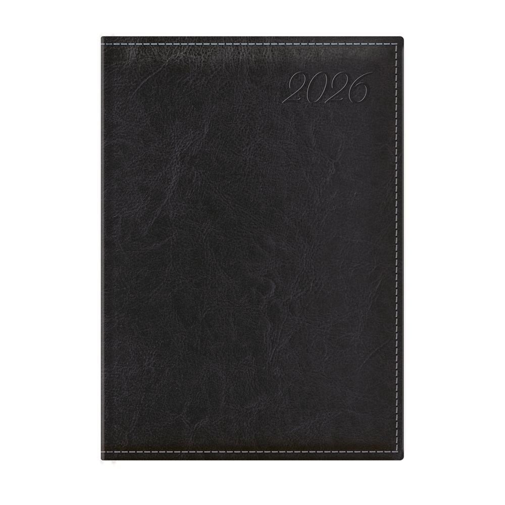 Kalendart Image 2026 I021 A5 napi beosztású fekete határidőnapló