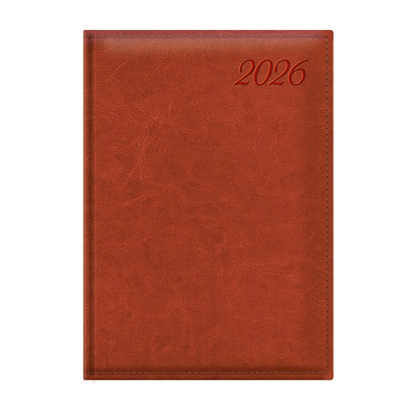 Kalendart Image 2026 I021 A5 napi beosztású vörösesbarna határidőnapló