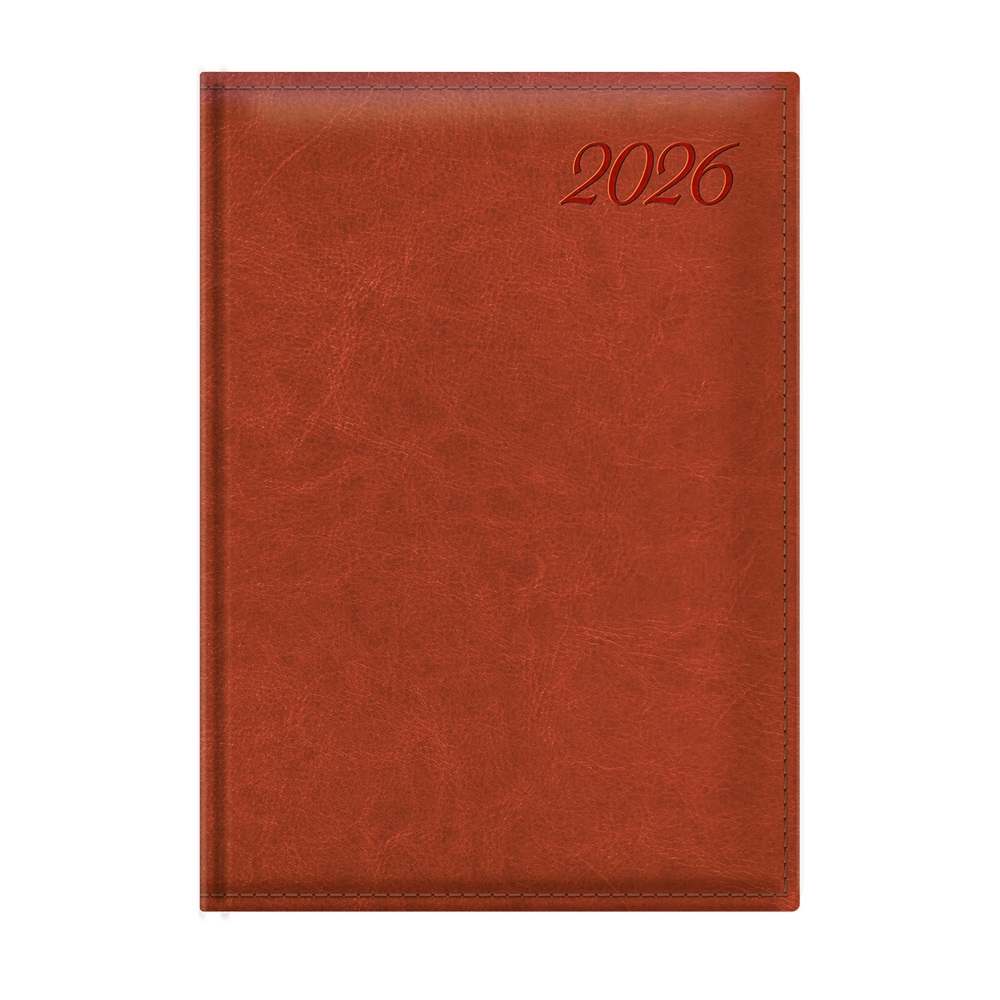 Kalendart Image 2026 I021 A5 napi beosztású vörösesbarna határidőnapló