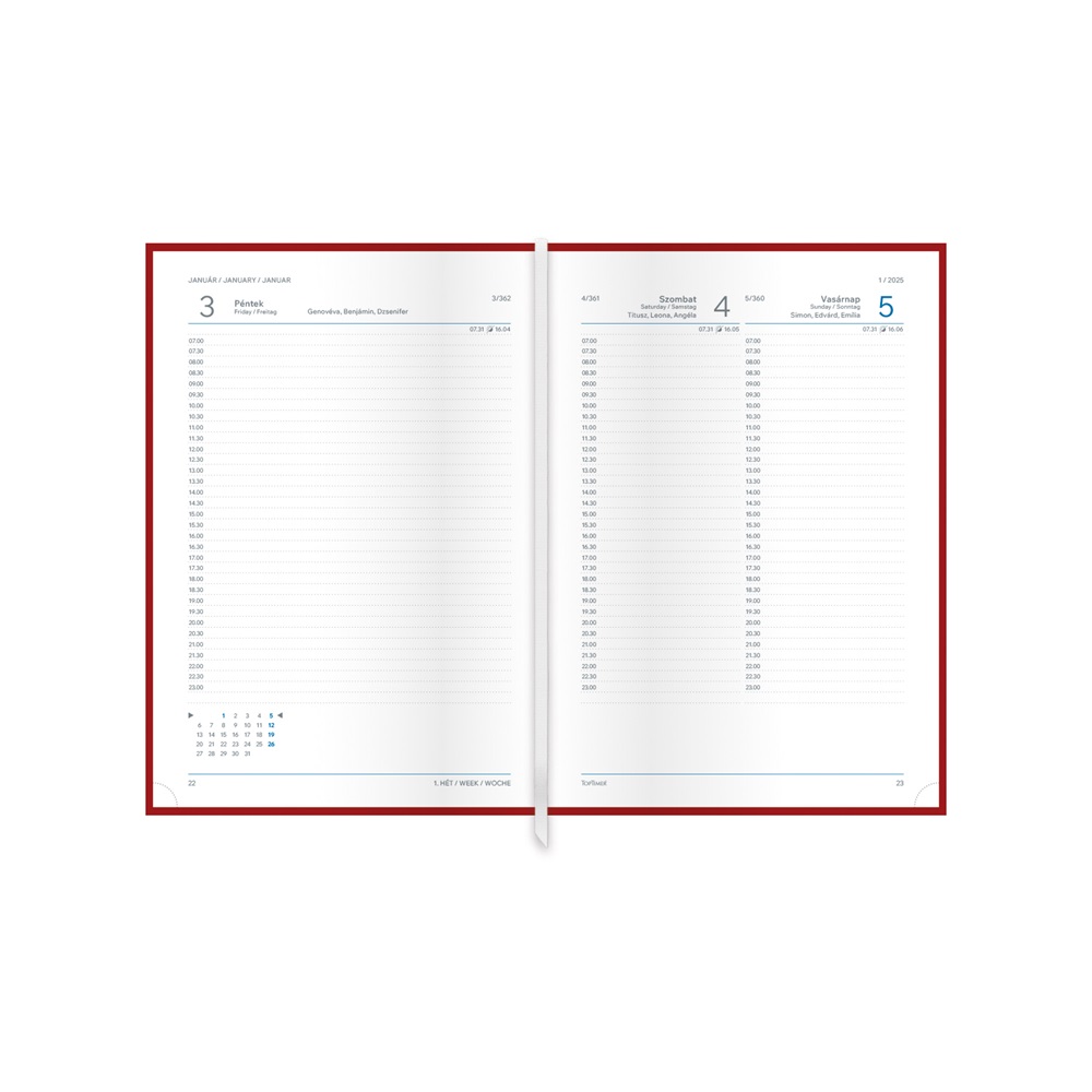 Kalendart Nero 2026 N021 A5 napi beosztású fekete-szürke határidőnapló