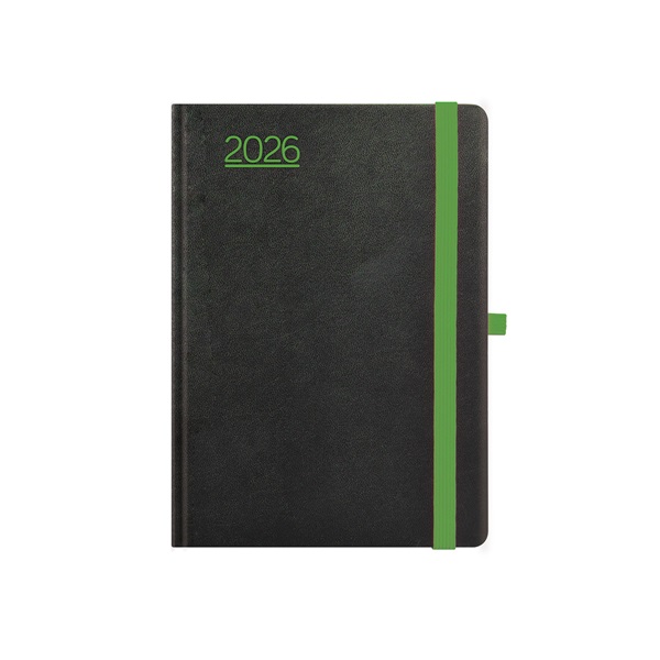 Kalendart Nero 2026 N012 B6 heti beosztású fekete-zöld határidőnapló