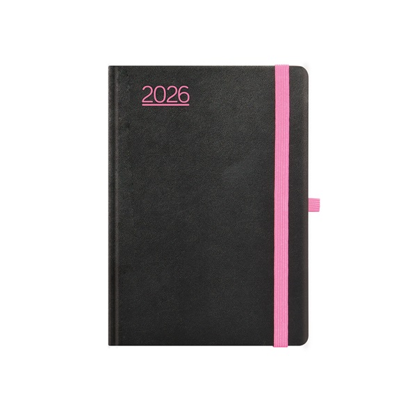 Kalendart Nero 2026 N015 A5 heti beosztású fekete-pink határidőnapló