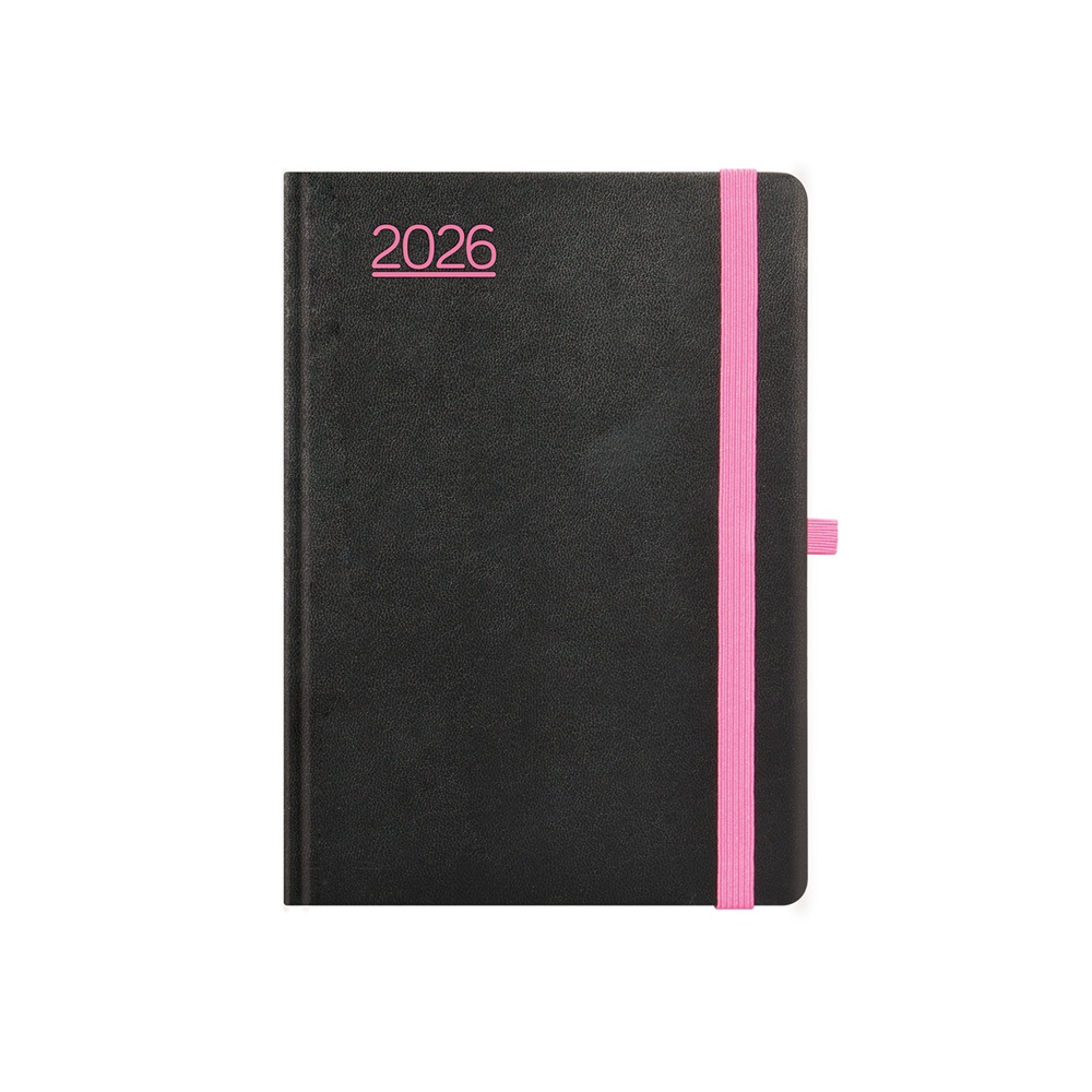 Kalendart Nero 2026 N015 A5 heti beosztású fekete-pink határidőnapló