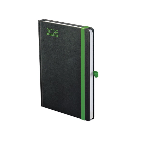 Kalendart Nero 2026 N015 A5 heti beosztású fekete-zöld határidőnapló