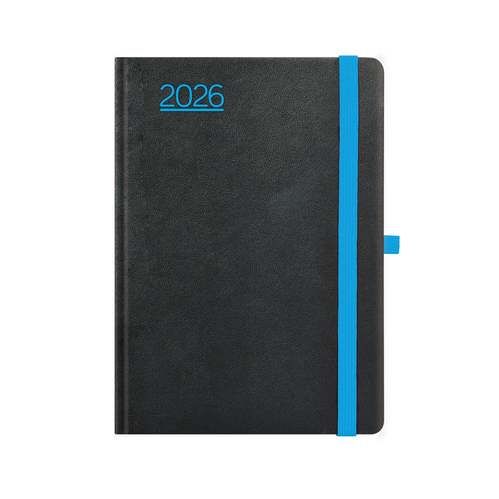 Kalendart Nero 2026 N021 A5 napi beosztású fekete-kék határidőnapló