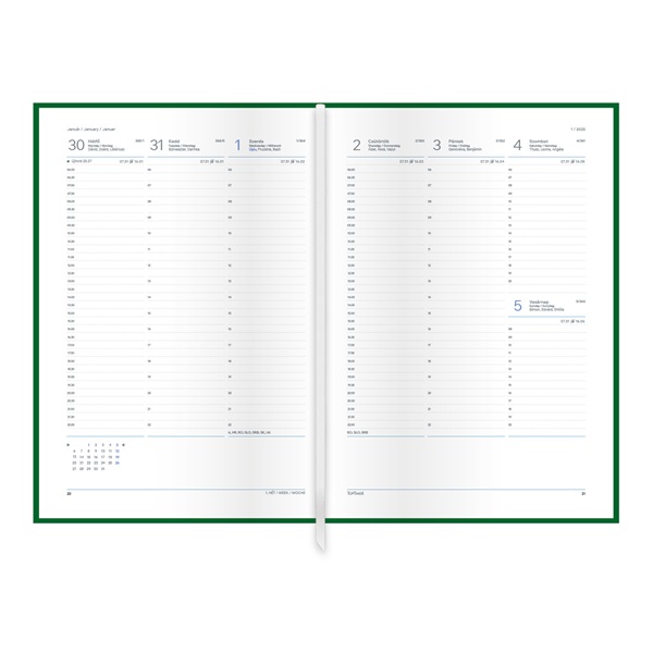 Kalendart Traditional 2026 T010 A4 heti beosztású fekete határidőnapló