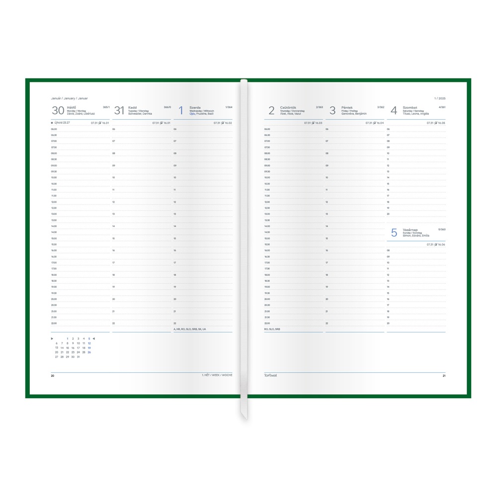 Kalendart Traditional 2026 T010 A4 heti beosztású fekete határidőnapló