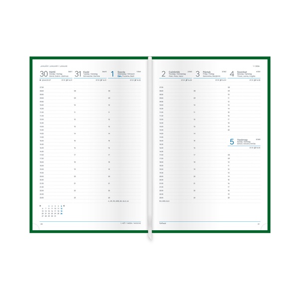 Kalendart Traditional 2026 T011 B5 heti beosztású kék határidőnapló