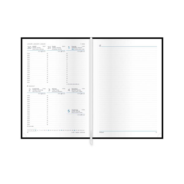 Kalendart Traditional 2026 T015 A5 heti beosztású kék határidőnapló