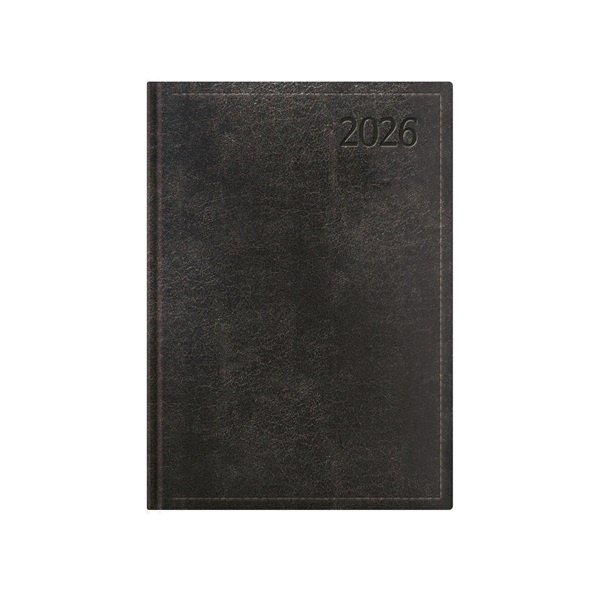 Kalendart Traditional 2026 T021 A5 napi beosztású fekete határidőnapló