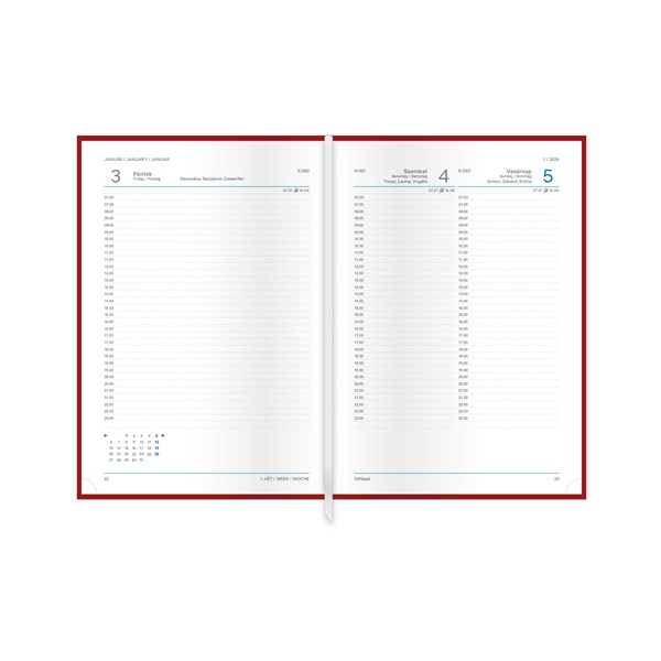 Kalendart Vario 2026 V021 A5 napi beosztású szürke-sötétszürke határidőnapló