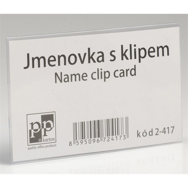 Karton P+P fekvő átlátszó kombinált névkitűző