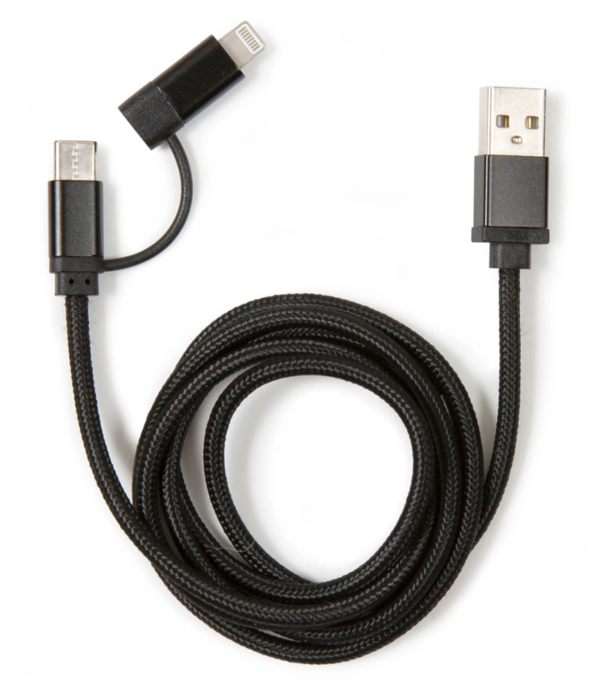 Kikkerland US237-BK fonott USB-C Lightning fekete kábel
