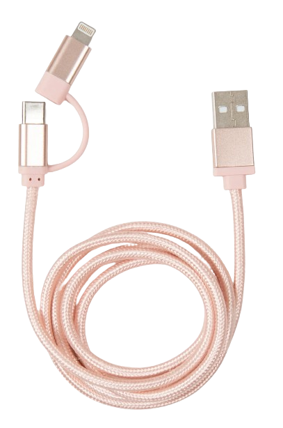 Kikkerland US237-RG fonott USB-C Lightning rózsaarany kábel