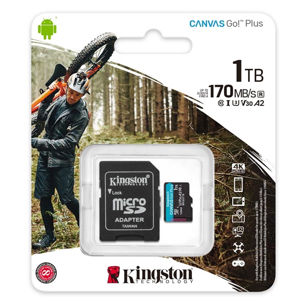 Kingston 1024GB SD micro Canvas Go! Plus (SDXC Class 10 UHS-I U3) (SDCG3/1TB) memóriakártya adapterrel
