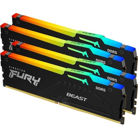 Kingston 128GB 5200MHz DDR-5 Fury Beast RGB (Kit! 4db 32GB) (KF552C40BBAK4-128) memória