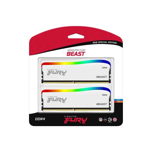 Kingston 16GB 3600MHz DDR-4 FURY Beast White RGB SE (Kit! 2db 8GB) (KF436C17BWAK2/16) memória