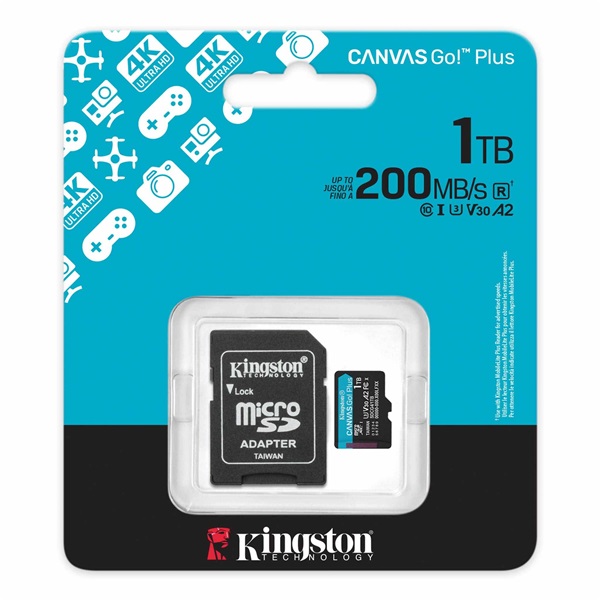 Kingston 1TB SD micro (MicroSDXC V30 U3) SDCG4/1TB memória kártya adapterrel