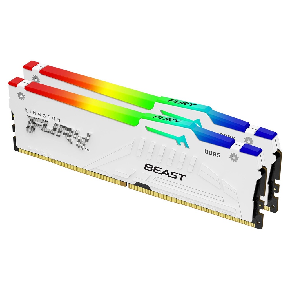 Kingston 32GB 6000MHz DDR-5 Fury Beast White RGB EXPO (Kit! 2db 16GB) (KF560C30BWEAK2-32) memória