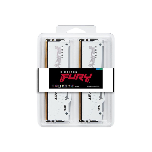 Kingston 32GB 6000MHz DDR-5 Fury Beast White RGB EXPO (Kit! 2db 16GB) (KF560C30BWEAK2-32) memória