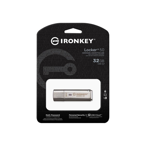 Kingston 32GB USB3.2 Gen1 A IronKey Locker+ 50 (IKLP50/32GB) Flash Drive