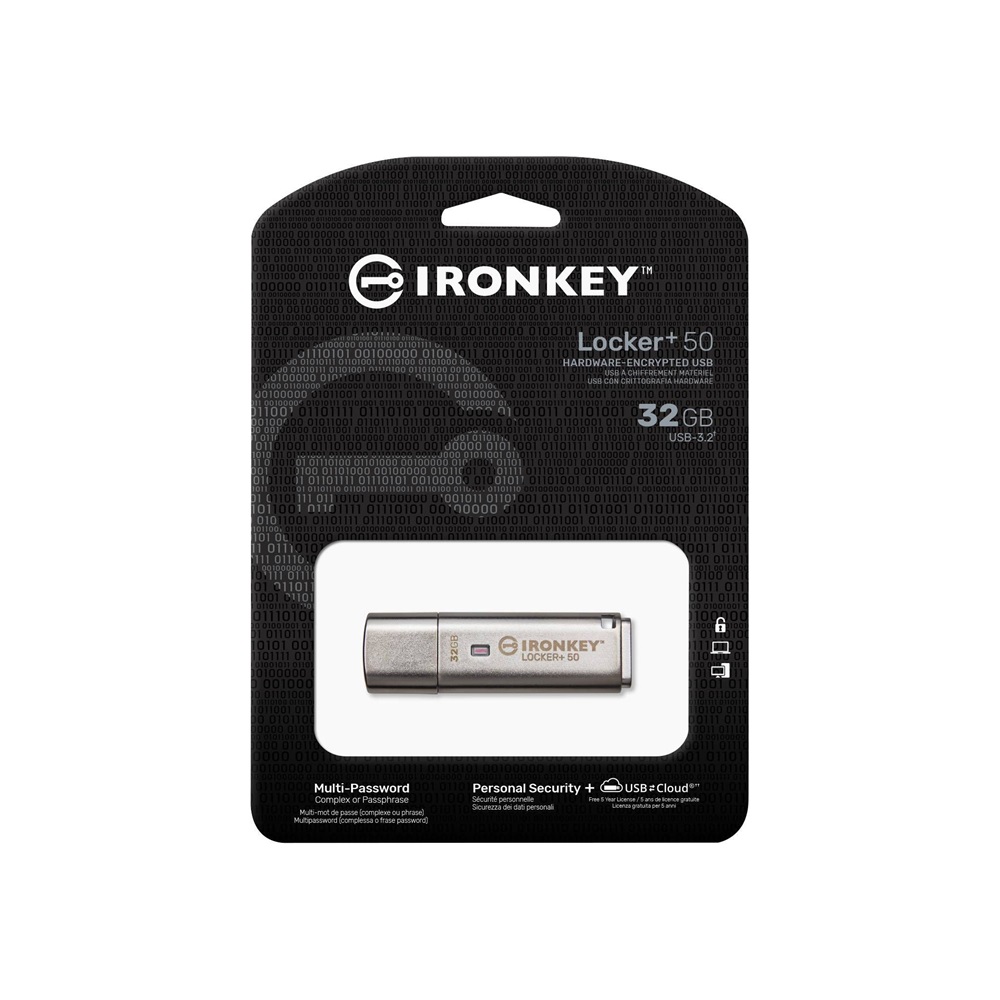 Kingston 32GB USB3.2 Gen1 A IronKey Locker+ 50 (IKLP50/32GB) Flash Drive