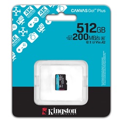 Kingston 512GB SD micro Canvas Go! Plus Gen4 (MicroSDXC V30 UHS-I U3) SDCG4/512GBSP memóriakártya